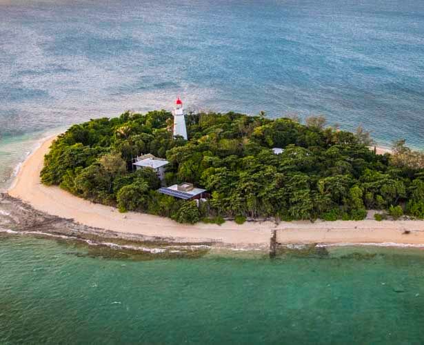 tropical queensland photography tour low island from helicopter
